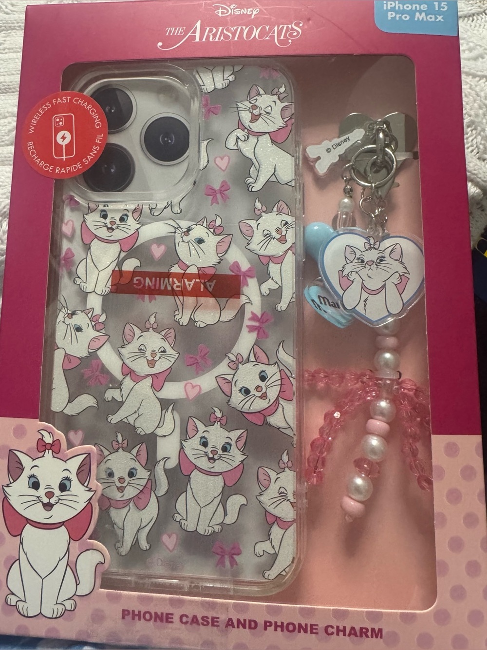 Disney iPhone 15 Pro Max Case & Charm - Pink & Light Blue